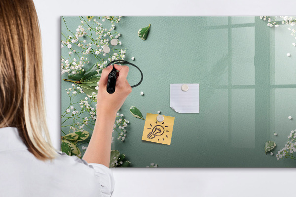 Decoratief glazen wandbord beschrijfbaar en magnetisch Een stijlvol bord voor notities en foto's