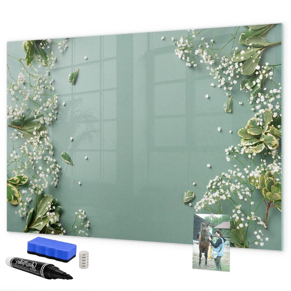 Decoratief glazen wandbord beschrijfbaar en magnetisch Een stijlvol bord voor notities en foto's