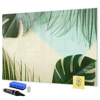 Decoratief glazen wandbord beschrijfbaar en magnetisch Stijlvol memobord met planten