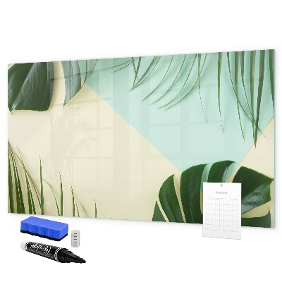 Decoratief glazen wandbord beschrijfbaar en magnetisch Stijlvol memobord met planten