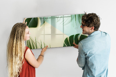 Decoratief glazen wandbord beschrijfbaar en magnetisch Stijlvol memobord met planten