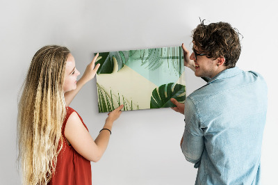 Decoratief glazen wandbord beschrijfbaar en magnetisch Stijlvol memobord met planten