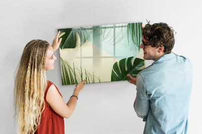 Decoratief glazen wandbord beschrijfbaar en magnetisch Stijlvol memobord met planten