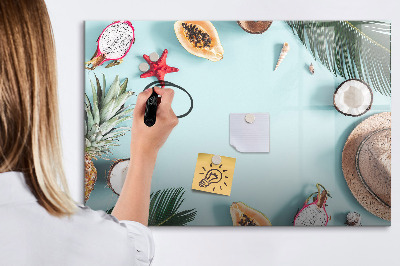 Memobord van glas met print inclusief neodymium magneten Herinneringen tegen een kleurrijke zeeachtergrond