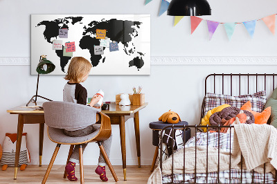 Memobord van glas met print inclusief neodymium magneten Een wereldkaart met herdenkingsplaatsen.