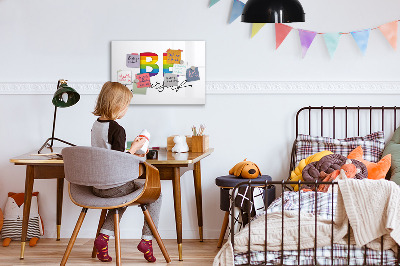 Decoratief glazen wandbord beschrijfbaar en magnetisch Wees jezelf en deel momenten.