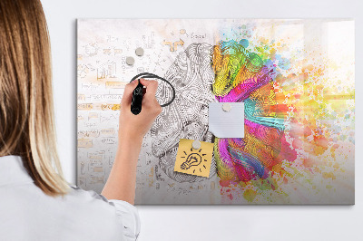 Decoratief glazen wandbord beschrijfbaar en magnetisch Een creatieve ruimte voor herinneringen en ideeën.