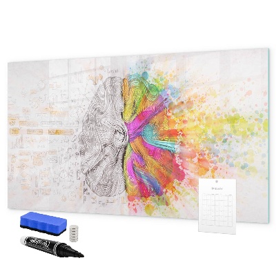 Decoratief glazen wandbord beschrijfbaar en magnetisch Een creatieve ruimte voor herinneringen en ideeën.