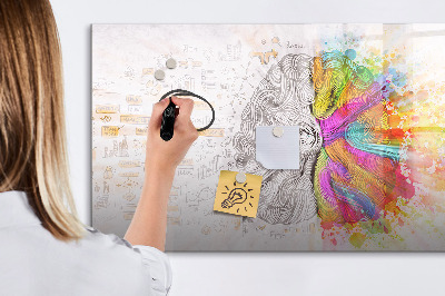 Decoratief glazen wandbord beschrijfbaar en magnetisch Een creatieve ruimte voor herinneringen en ideeën.