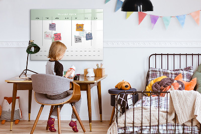 Memobord van glas met print inclusief neodymium magneten Weekplanning met ruimte voor foto's