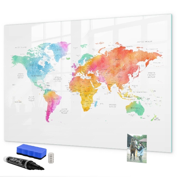 Decoratief glazen wandbord beschrijfbaar en magnetisch Herinneringskaart met persoonlijke foto's