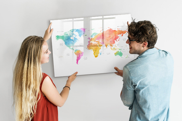 Decoratief glazen wandbord beschrijfbaar en magnetisch Herinneringskaart met persoonlijke foto's