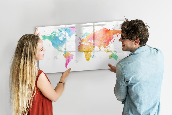 Decoratief glazen wandbord beschrijfbaar en magnetisch Herinneringskaart met persoonlijke foto's