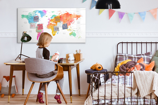 Decoratief glazen wandbord beschrijfbaar en magnetisch Herinneringskaart met persoonlijke foto's