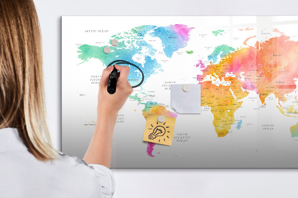 Decoratief glazen wandbord beschrijfbaar en magnetisch Herinneringskaart met persoonlijke foto's