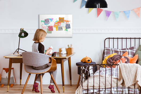 Decoratief glazen wandbord beschrijfbaar en magnetisch Herinneringskaart met persoonlijke foto's
