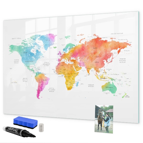 Decoratief glazen wandbord beschrijfbaar en magnetisch Herinneringskaart met persoonlijke foto's