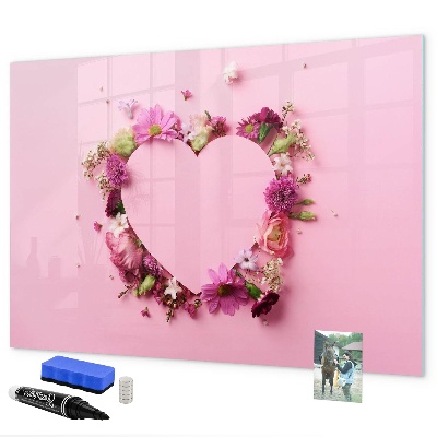 Decoratief glazen wandbord beschrijfbaar en magnetisch Creatief moodboard voor foto's en notities