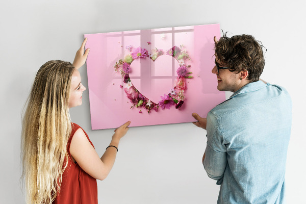 Decoratief glazen wandbord beschrijfbaar en magnetisch Creatief moodboard voor foto's en notities