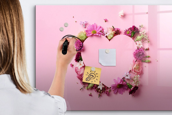 Decoratief glazen wandbord beschrijfbaar en magnetisch Creatief moodboard voor foto's en notities