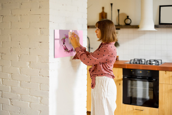Decoratief glazen wandbord beschrijfbaar en magnetisch Creatief moodboard voor foto's en notities