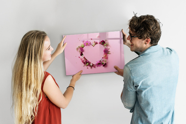 Decoratief glazen wandbord beschrijfbaar en magnetisch Creatief moodboard voor foto's en notities