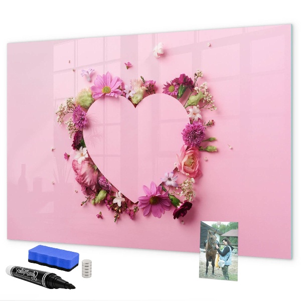 Decoratief glazen wandbord beschrijfbaar en magnetisch Creatief moodboard voor foto's en notities