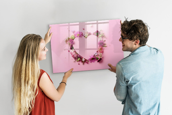Decoratief glazen wandbord beschrijfbaar en magnetisch Creatief moodboard voor foto's en notities
