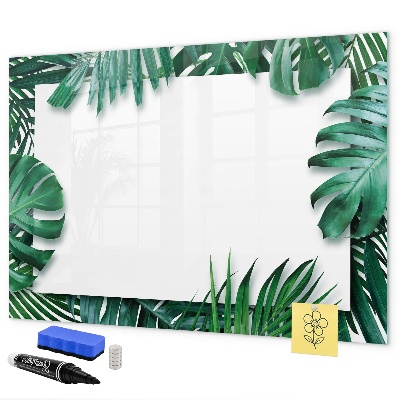 Memobord van glas met print inclusief neodymium magneten Groen bord voor foto's en notities