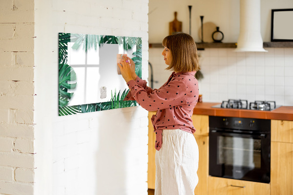 Memobord van glas met print inclusief neodymium magneten Groen bord voor foto's en notities