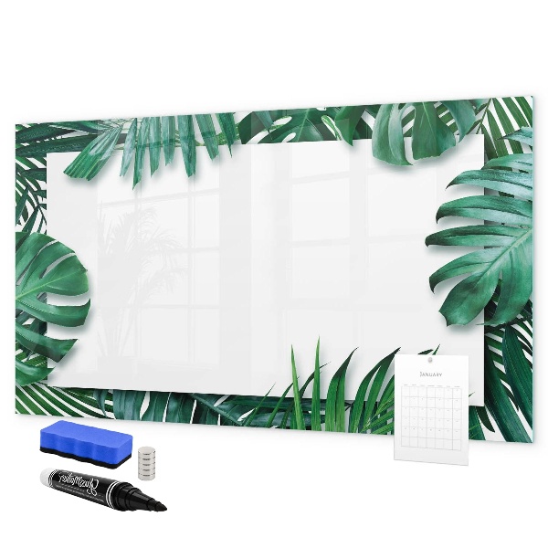 Memobord van glas met print inclusief neodymium magneten Groen bord voor foto's en notities