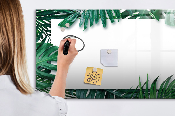 Memobord van glas met print inclusief neodymium magneten Groen bord voor foto's en notities