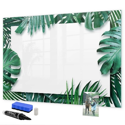 Memobord van glas met print inclusief neodymium magneten Groen bord voor foto's en notities