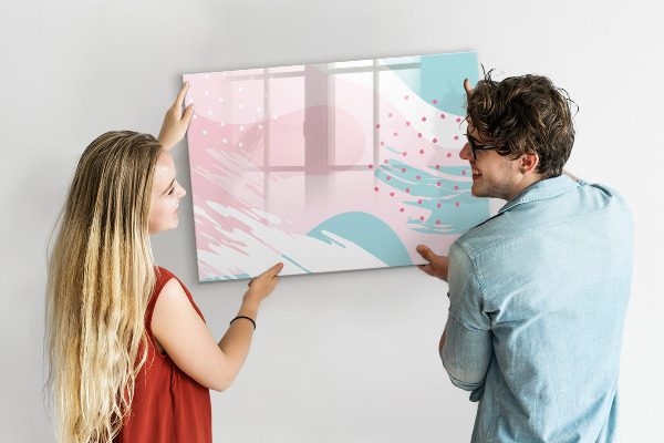 Decoratief glazen wandbord beschrijfbaar en magnetisch Creatief moodboard voor foto's en notities