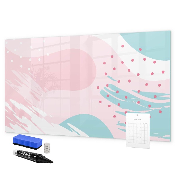 Decoratief glazen wandbord beschrijfbaar en magnetisch Creatief moodboard voor foto's en notities