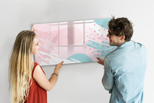 Decoratief glazen wandbord beschrijfbaar en magnetisch Creatief moodboard voor foto's en notities
