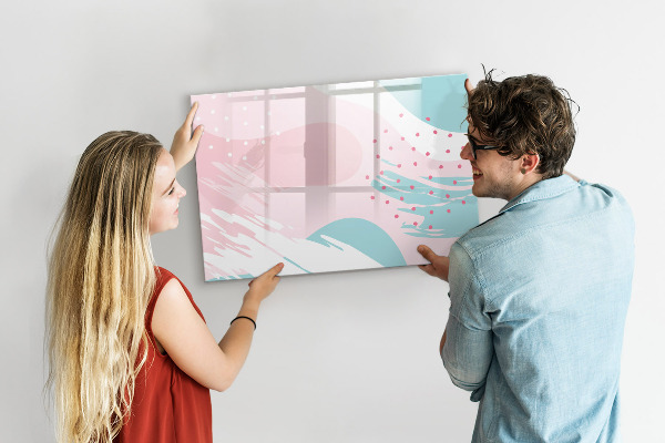 Decoratief glazen wandbord beschrijfbaar en magnetisch Creatief moodboard voor foto's en notities