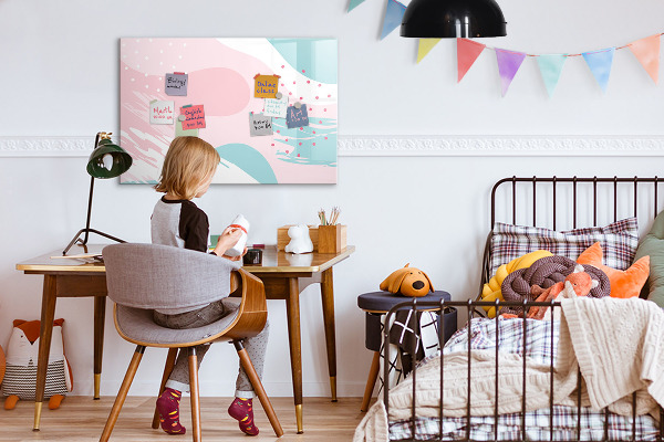 Decoratief glazen wandbord beschrijfbaar en magnetisch Creatief moodboard voor foto's en notities