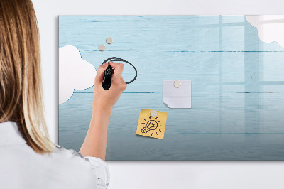 Memobord van glas met print inclusief neodymium magneten Plezier met wolken en foto's