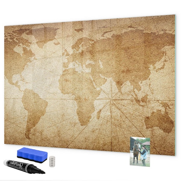 Memobord van glas met print inclusief neodymium magneten Kaart met herinneringen en extra accessoires
