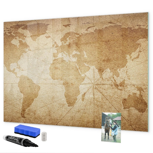 Memobord van glas met print inclusief neodymium magneten Kaart met herinneringen en extra accessoires