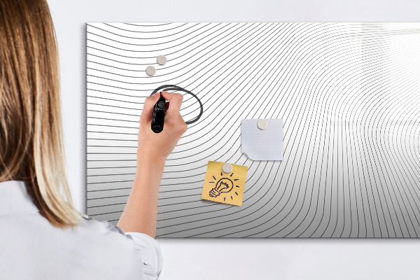 Decoratief glazen wandbord beschrijfbaar en magnetisch Modern prikbord voor foto's en notities