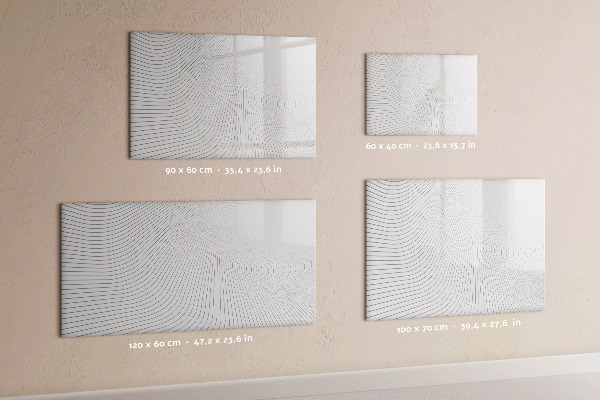 Decoratief glazen wandbord beschrijfbaar en magnetisch Modern prikbord voor foto's en notities