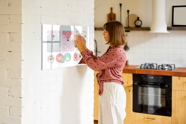 Memobord van glas met print inclusief neodymium magneten Kleurrijke planner met dierenmotieven