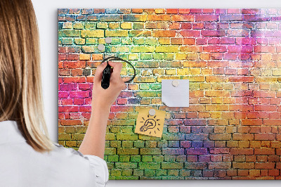 Decoratief glazen wandbord beschrijfbaar en magnetisch Een kleurrijke muur met ruimte voor foto's