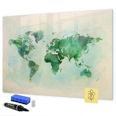 Memobord van glas met print inclusief neodymium magneten De herinneringen van de wereld in kaart brengen