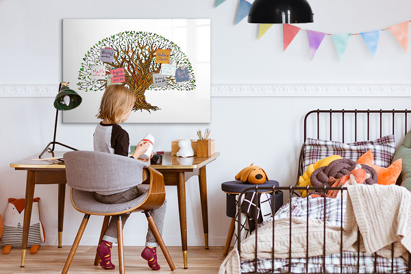Memobord van glas met print inclusief neodymium magneten Herinneringsboom met magneten en stift