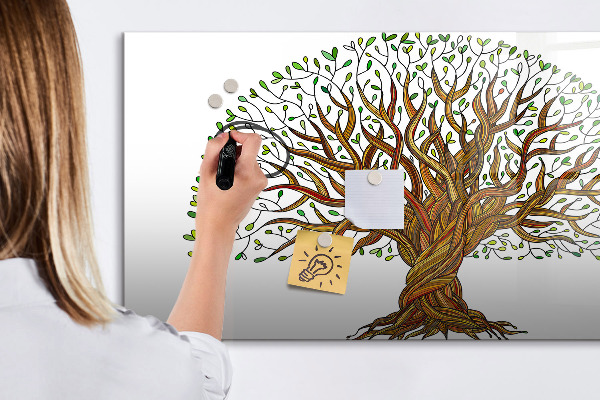 Memobord van glas met print inclusief neodymium magneten Herinneringsboom met magneten en stift