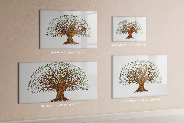 Memobord van glas met print inclusief neodymium magneten Herinneringsboom met magneten en stift