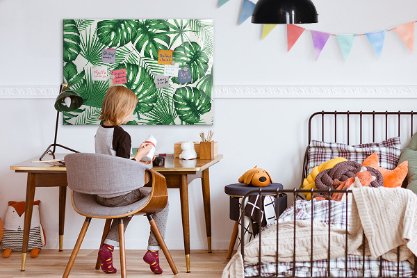 Decoratief glazen wandbord beschrijfbaar en magnetisch Groen bord voor foto's en notities